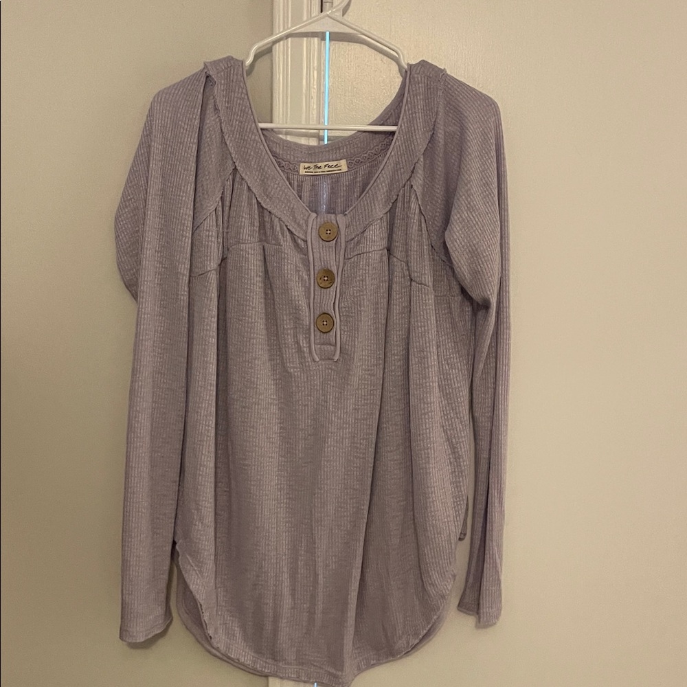 Free People Lavender Button-Up Blouse
